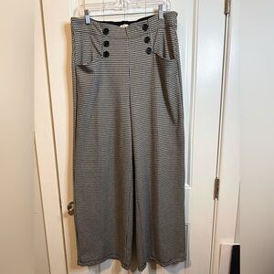 Max Studio Black & Beige Wide-Leg Houndstooth Pants Size XL